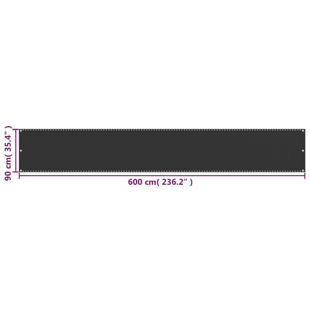 Helloshop26 - Écran de balcon brise pare vue protection confidentialité en PEHD 90 x 600 cm anthracite - Imagen 5
