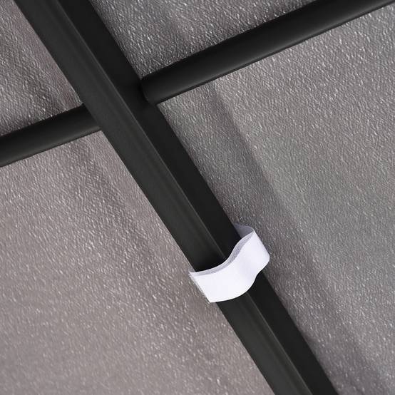 Pergola Adossée 3x3 m Acier et Polyester pour Jardin Terrasse Toit Incurvé Drainage Intégré Gris - ComfortXL Outdoor Living - Image 6