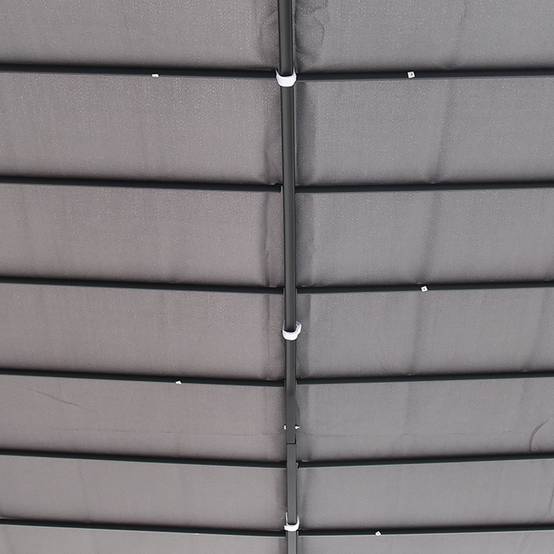 Pergola Adossée 3x3 m Acier et Polyester pour Jardin Terrasse Toit Incurvé Drainage Intégré Gris - ComfortXL Outdoor Living - Image 7