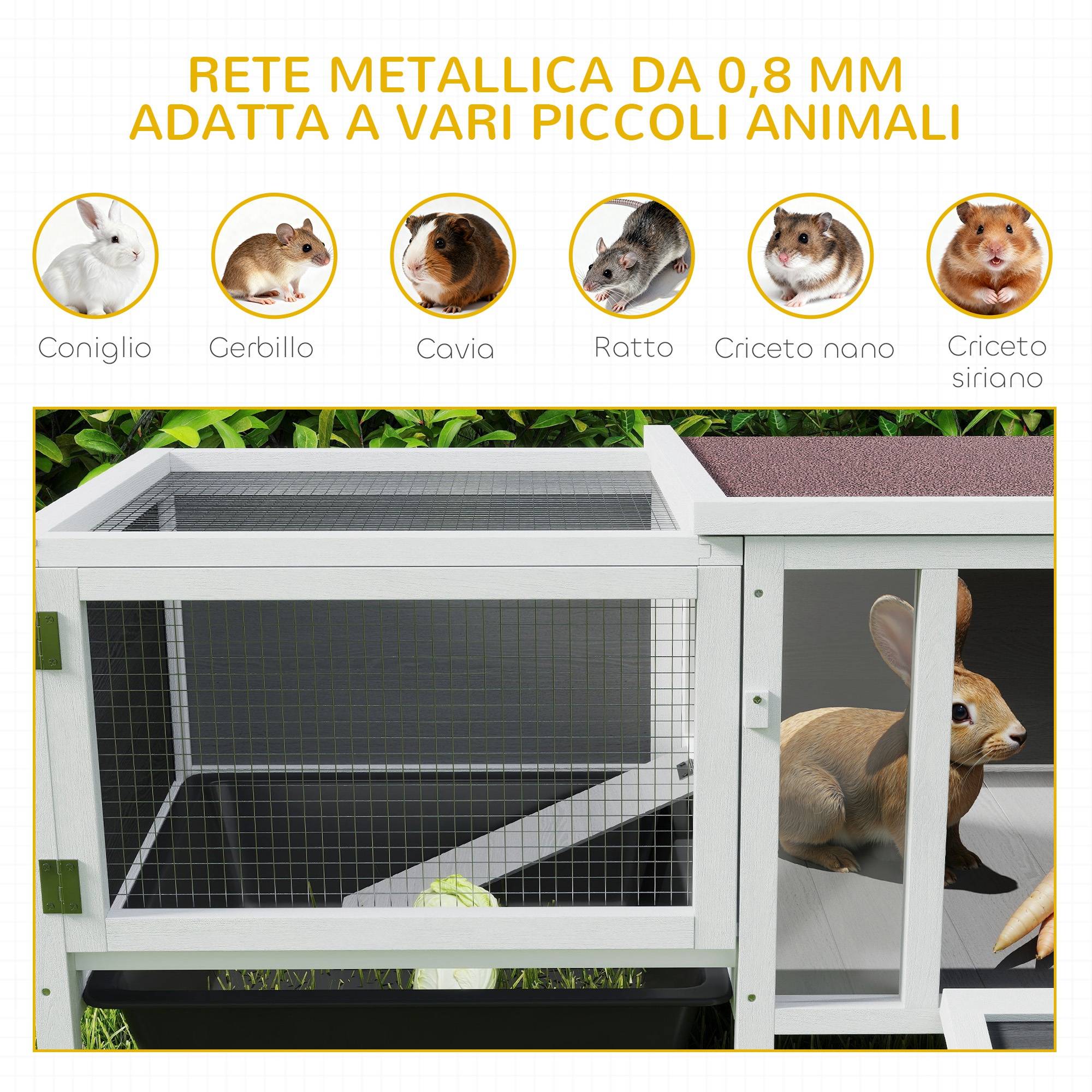 Clapier lapin rongeur bois extérieur toit ouvrant fenêtres grises 105x57x51cm - ComfortXL Outdoor Living - Image 10