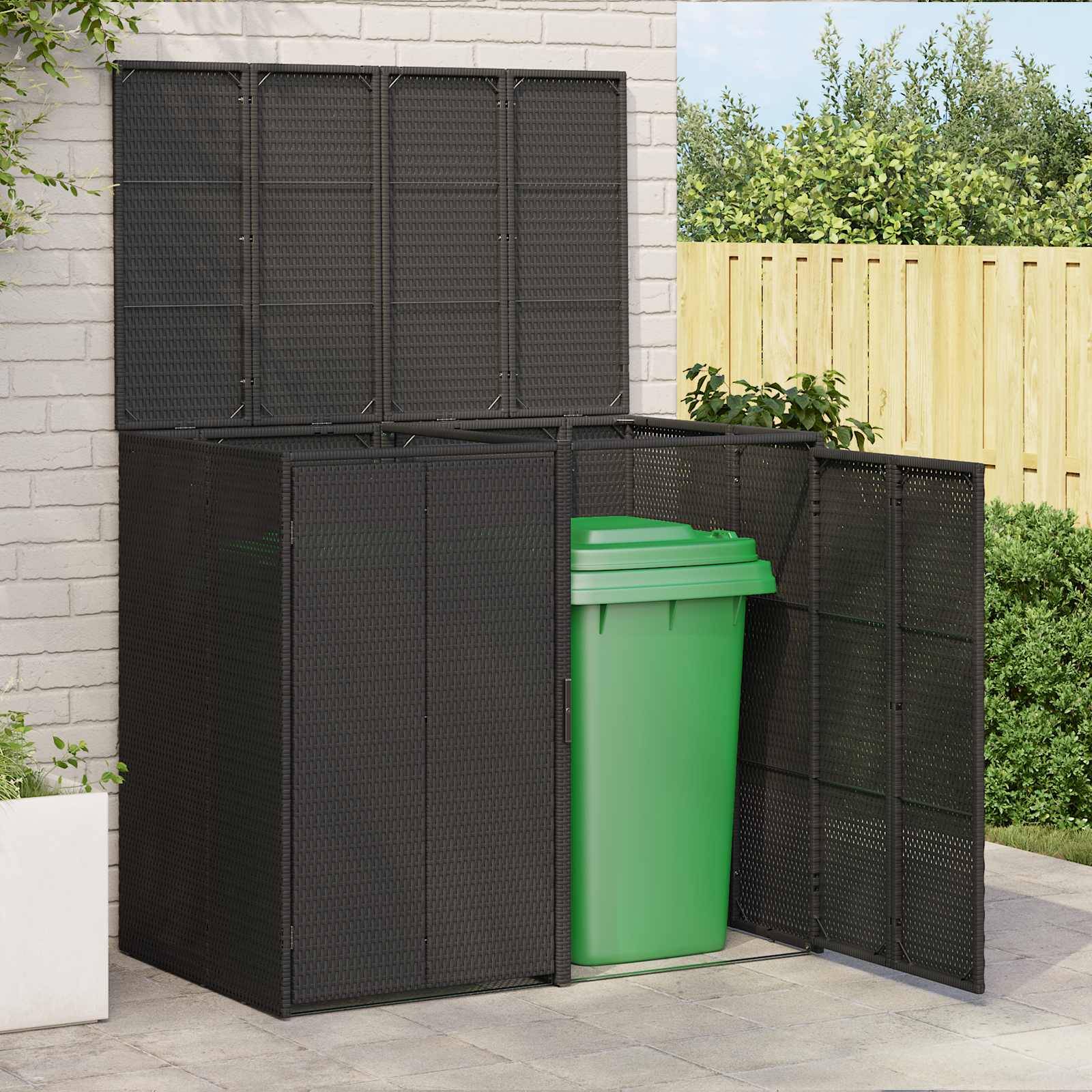 Cache-poubelle double polyéthylène noir 130 x 80 x 115 cm - PANGIVO - Image 1