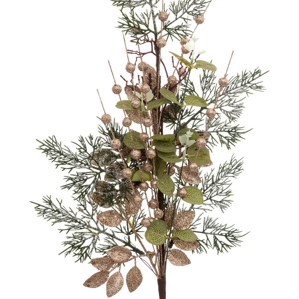 Fééric Lights & Christmas - Branche feuilles vertes billes dorées 75cm - Feeric Lights & Christmas - Imagen 2