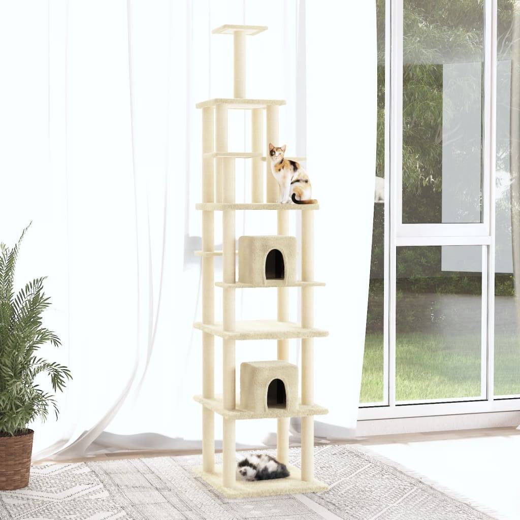 Vidaxl - Arbre à chat avec griffoirs en sisal Crème 216 cm vidaXL 171527 - Imagen 1