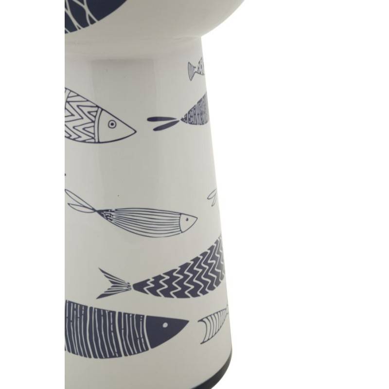 Vase motif poisson en céramique blanche 14x38.5 cm - Mauro Ferretti - Image 4