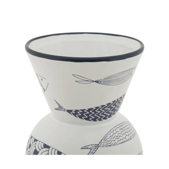 Vase motif poisson en céramique blanche 14x38.5 cm - Mauro Ferretti - Image 2