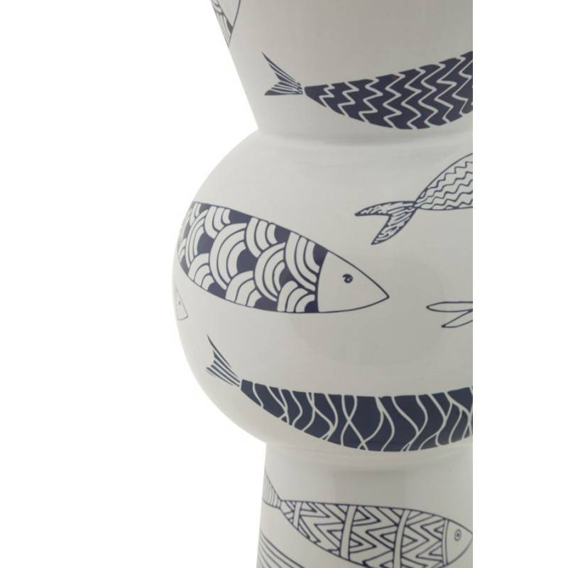 Vase motif poisson en céramique blanche 14x38.5 cm - Mauro Ferretti - Image 3