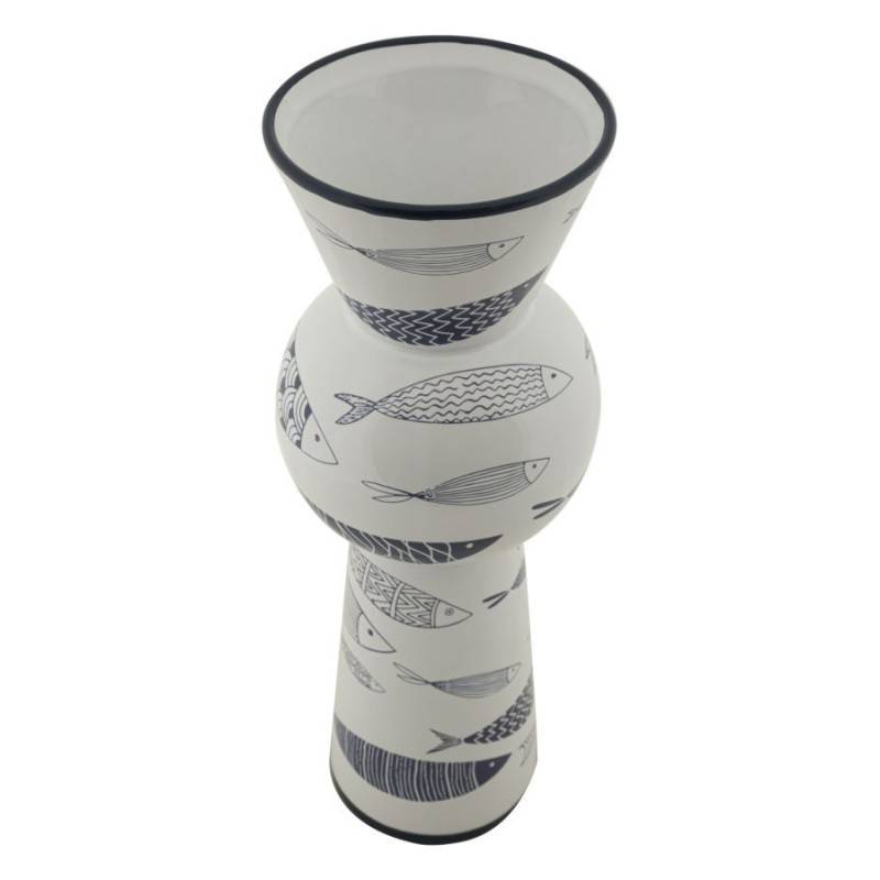 Vase motif poisson en céramique blanche 14x38.5 cm - Mauro Ferretti - Image 5