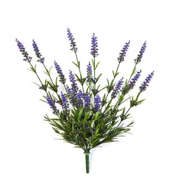 Artificielles - Lavande factice plastique H47cm 19 fleurs en piquet extérieur anti UV