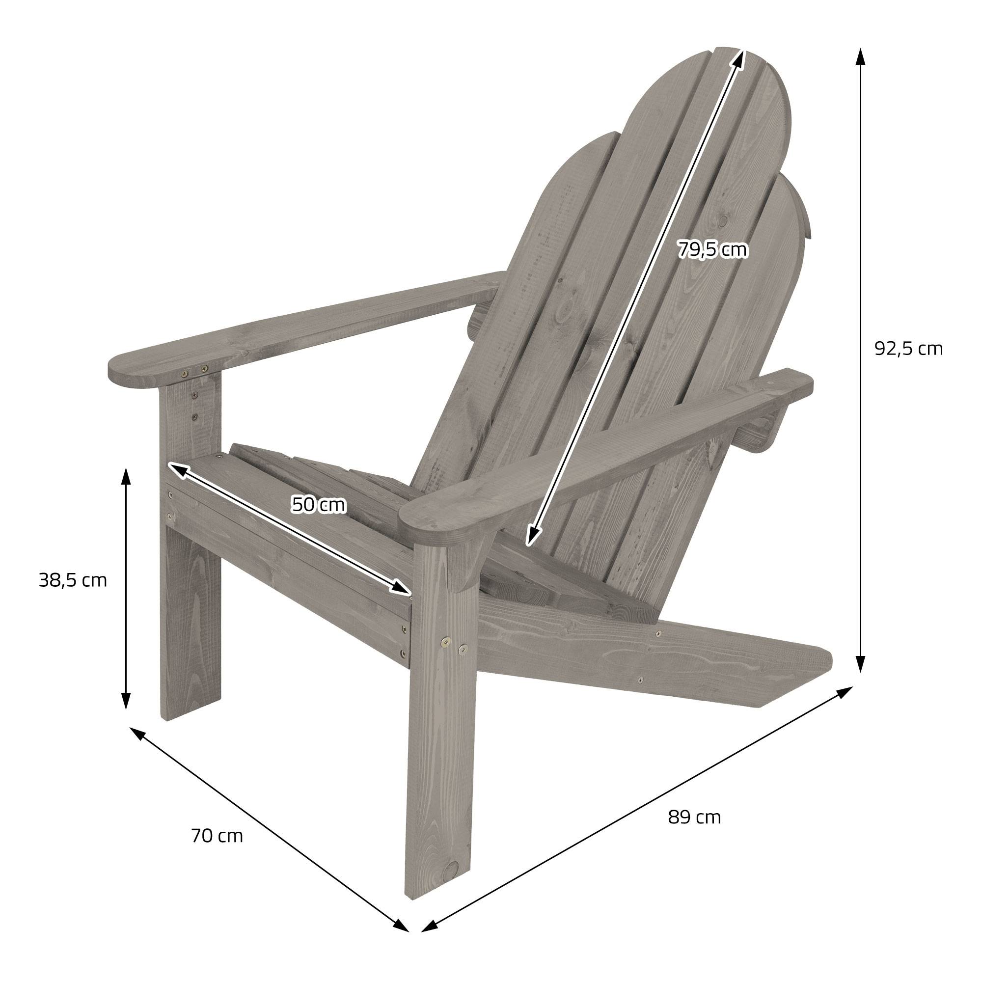 Ml-Design - 2x chaise lounge de jardin gris en bois massif Adirondack 92,5 x 69,5 x 89 cm - Imagen 6