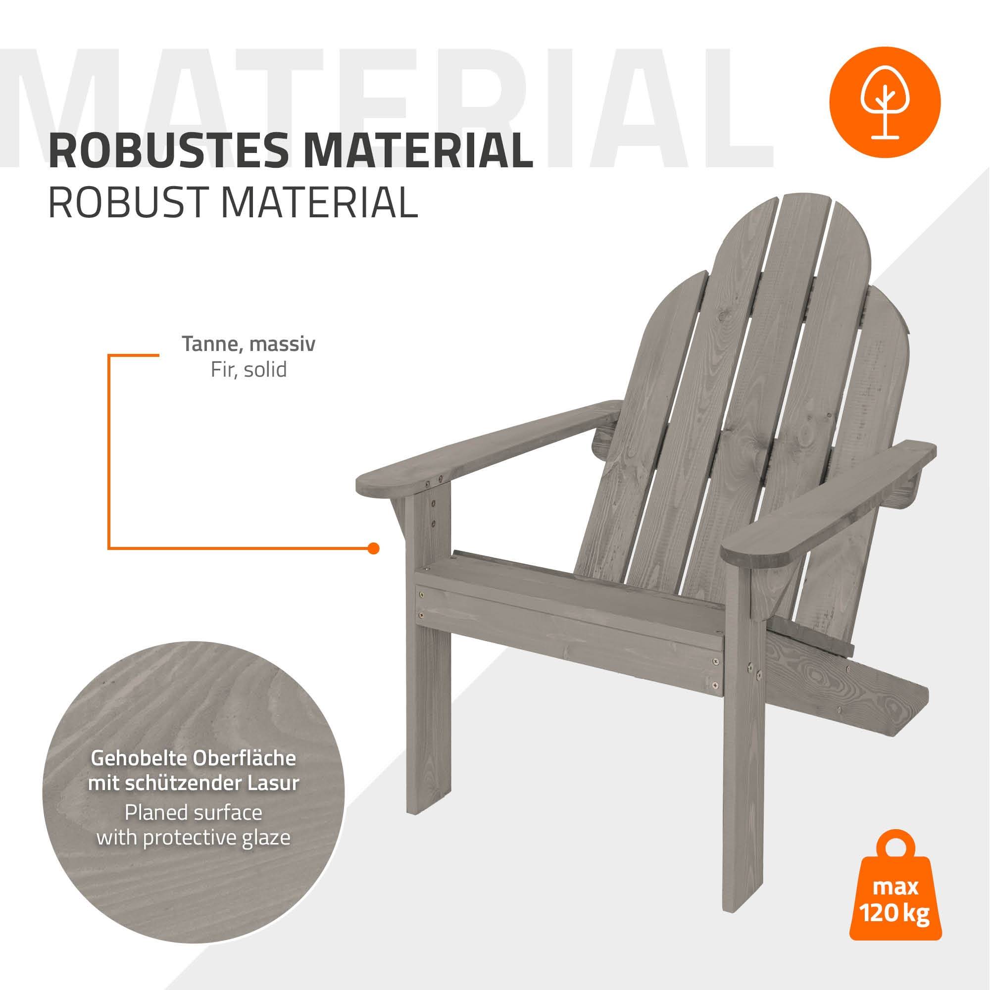 Ml-Design - 2x chaise lounge de jardin gris en bois massif Adirondack 92,5 x 69,5 x 89 cm - Imagen 5