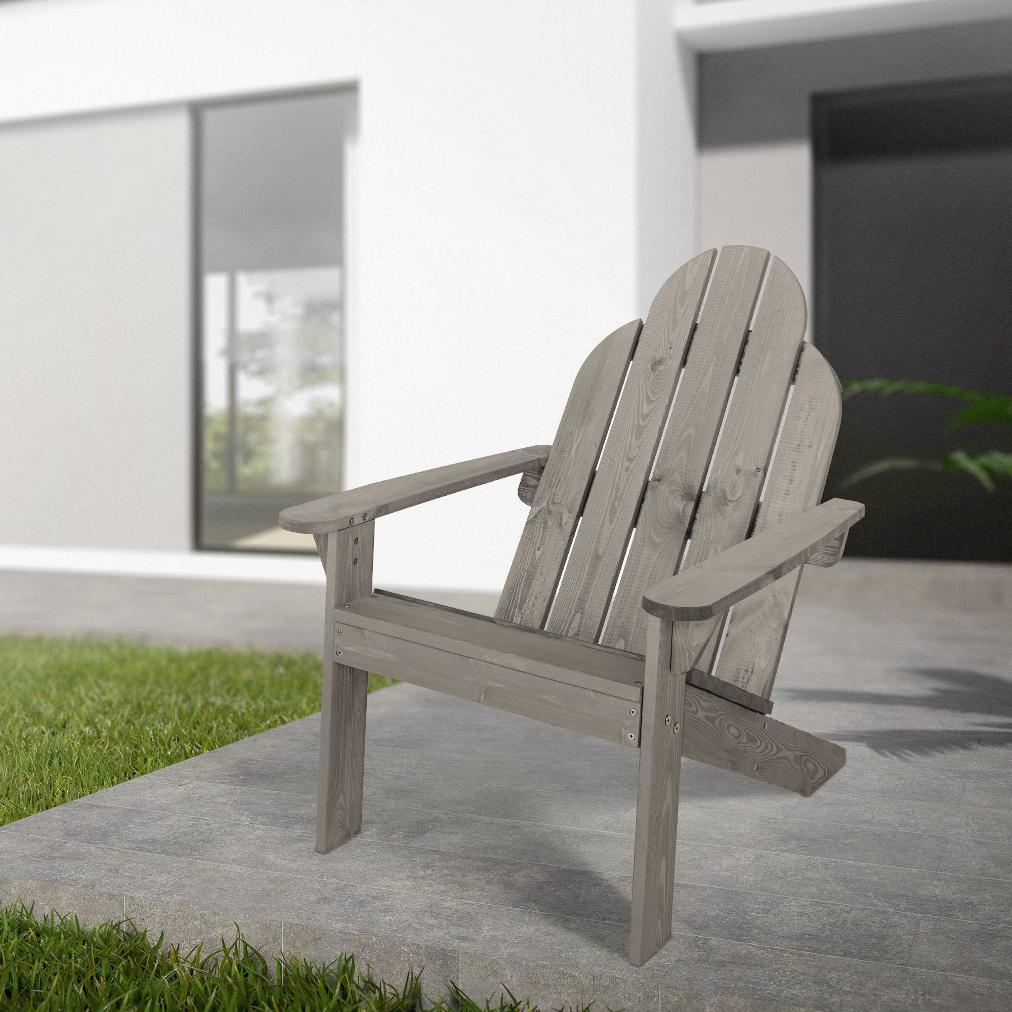 Ml-Design - 2x chaise lounge de jardin gris en bois massif Adirondack 92,5 x 69,5 x 89 cm - Imagen 1