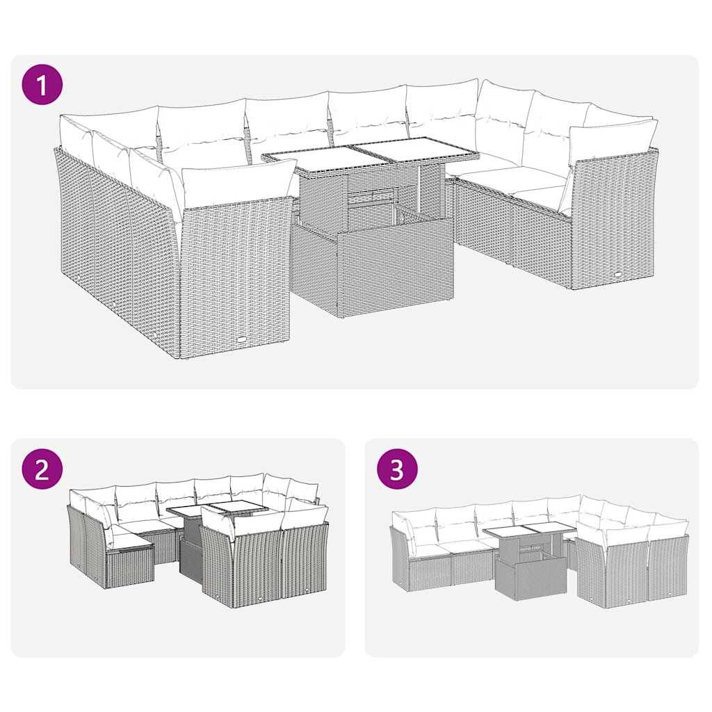 Mobilier de Jardin 10 Personnes Résine Tressée Marron avec Coffres de Rangement et Table Basse – ComfortXL Outdoor Living - Image 9