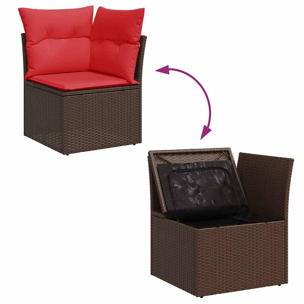 Mobilier de Jardin 10 Personnes Résine Tressée Marron avec Coffres de Rangement et Table Basse – ComfortXL Outdoor Living - Image 7