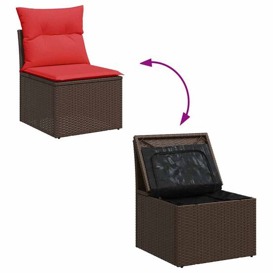 Mobilier de Jardin 10 Personnes Résine Tressée Marron avec Coffres de Rangement et Table Basse – ComfortXL Outdoor Living - Image 6