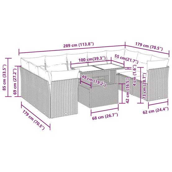 Mobilier de Jardin 10 Personnes Résine Tressée Marron avec Coffres de Rangement et Table Basse – ComfortXL Outdoor Living - Image 4