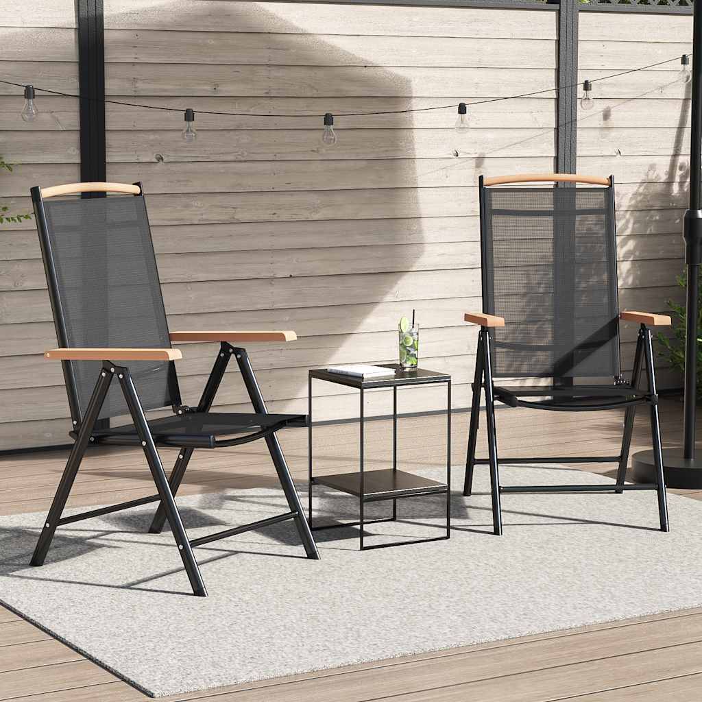 Vidaxl - Chaises pliantes 2 pièces Aluminium et Textilène Noir vidaXL 41732 - Imagen 2