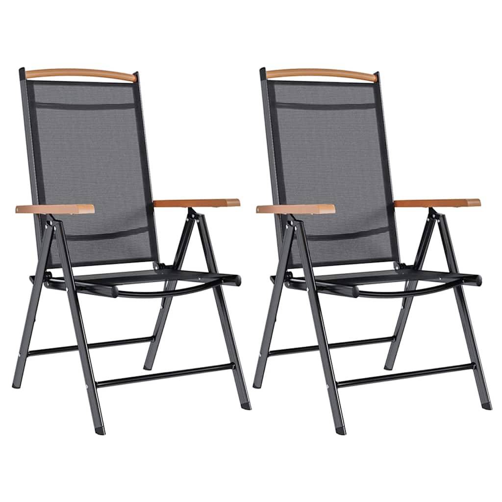 Vidaxl - Chaises pliantes 2 pièces Aluminium et Textilène Noir vidaXL 41732 - Imagen 1