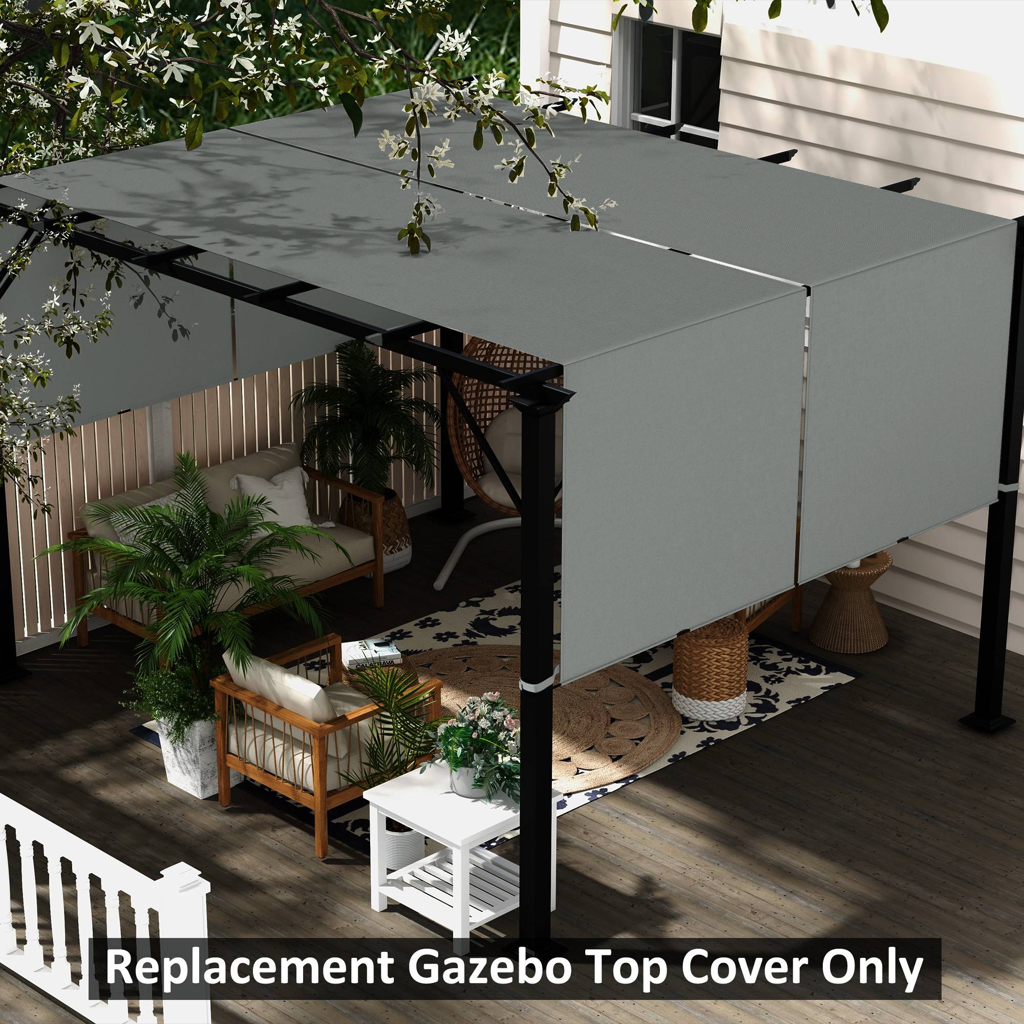 ComfortXL - Lot 2 toiles de rechange polyester pergola protection UV 4,9x1,2m gris foncé - ComfortXL Outdoor Living - Image 4