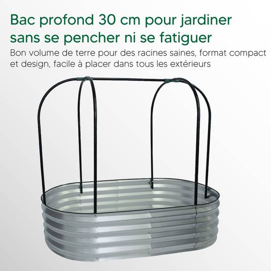 carré potager métal galvanisé 120x60x110 cm avec filet de protection pour fleurs et légumes - TERRE JARDIN - Image 2