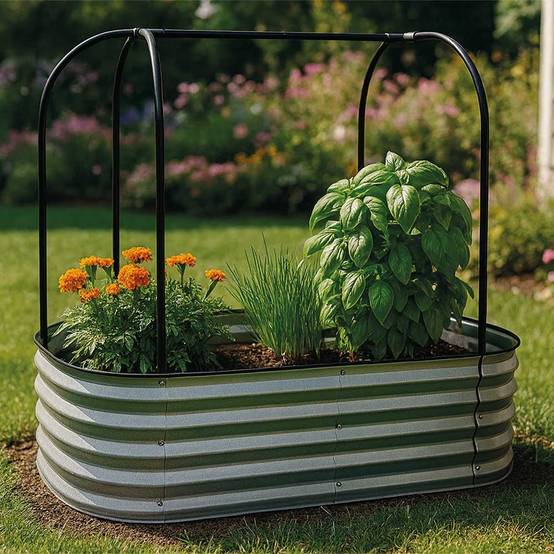 carré potager métal galvanisé 120x60x110 cm avec filet de protection pour fleurs et légumes - TERRE JARDIN - Image 7
