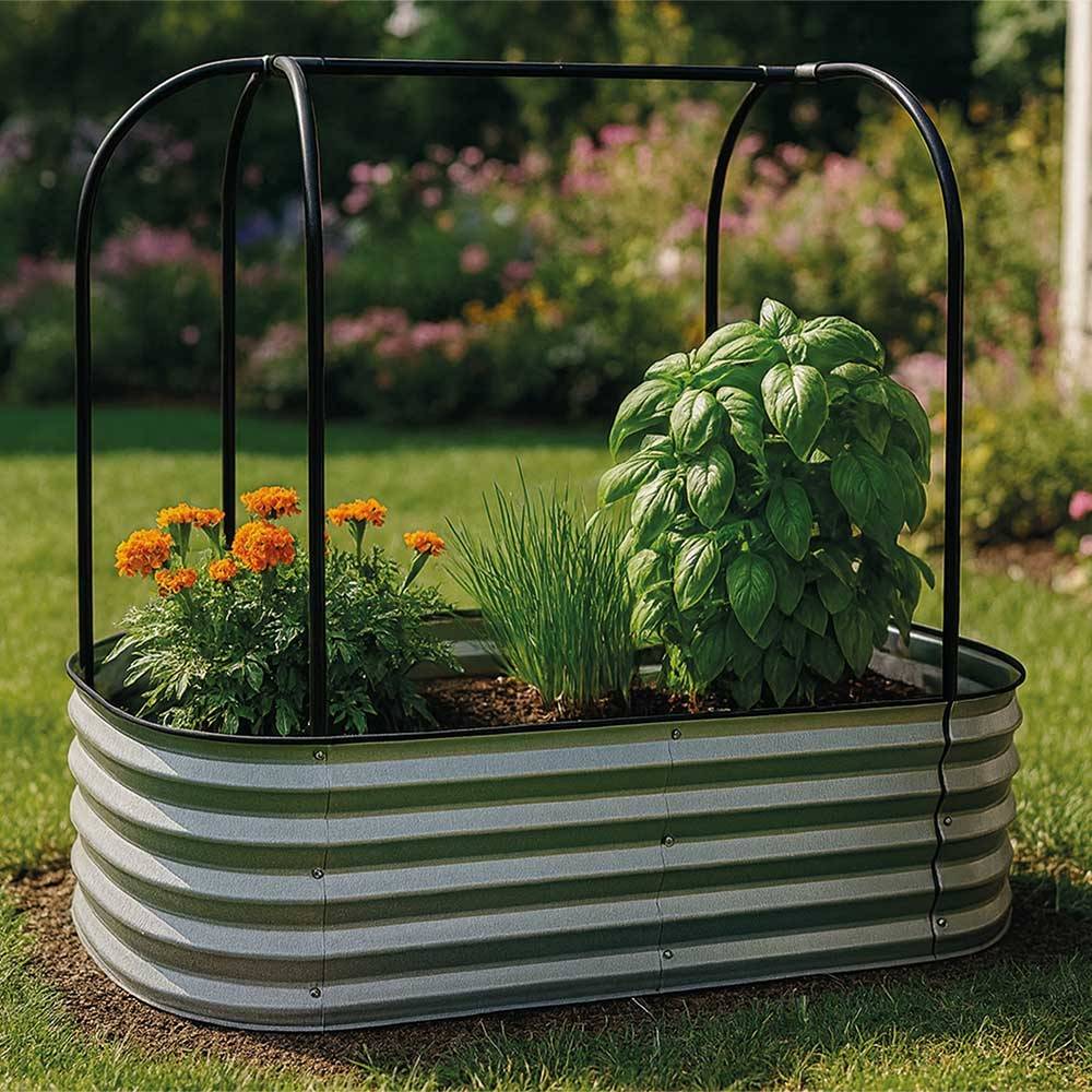 carré potager métal galvanisé 120x60x110 cm avec filet de protection pour fleurs et légumes - TERRE JARDIN - Image 7