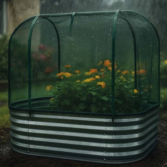 carré potager métal galvanisé 120x60x110 cm avec filet de protection pour fleurs et légumes - TERRE JARDIN - Image 8