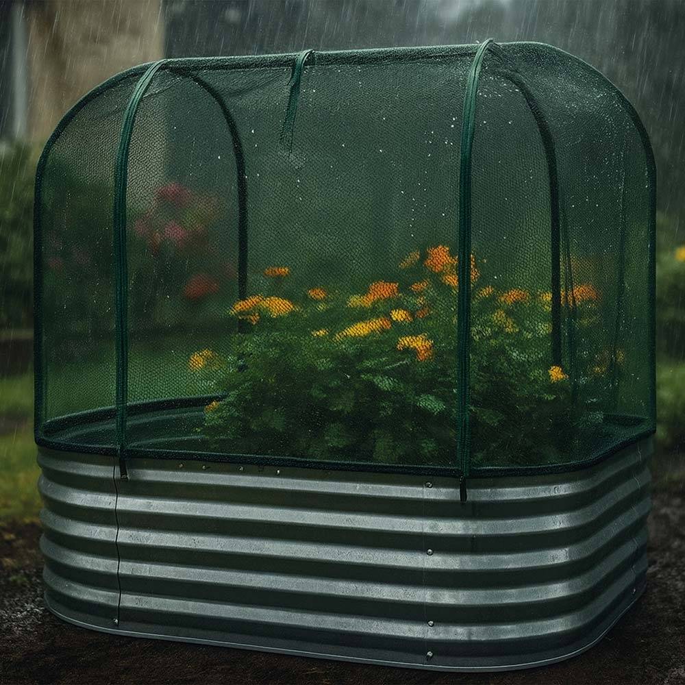 carré potager métal galvanisé 120x60x110 cm avec filet de protection pour fleurs et légumes - TERRE JARDIN - Image 8