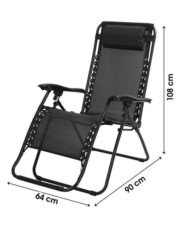 Importdistrib - Transat Chaise De Plage Fauteuil Relax L176x64 X H108/46cm Noir IMPORTDISTRIB - Imagen 2