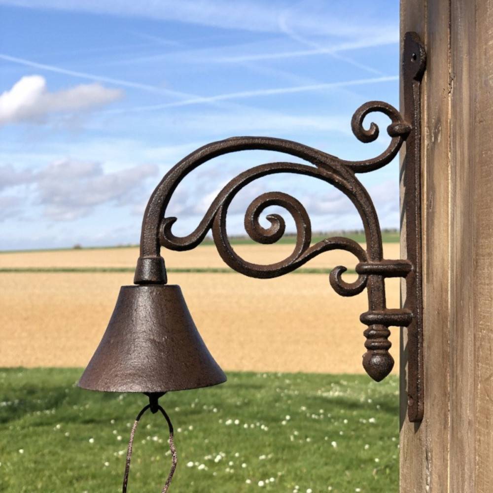 Cloche de jardin de porte ancienne en fonte marron 27 x 20.5 cm Chemin de campagne - Imagen 5