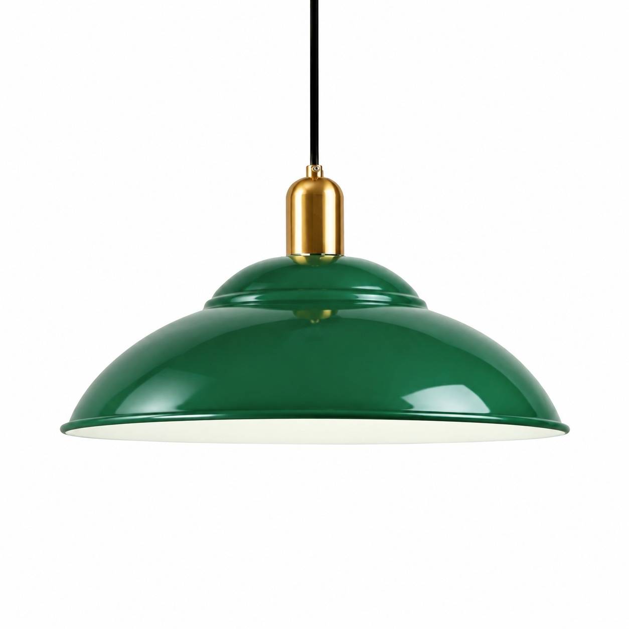 Suspension Vintage Retro Industriel Vert Métal avec Abat-jour Émaillé Hauteur Réglable - Image 1
