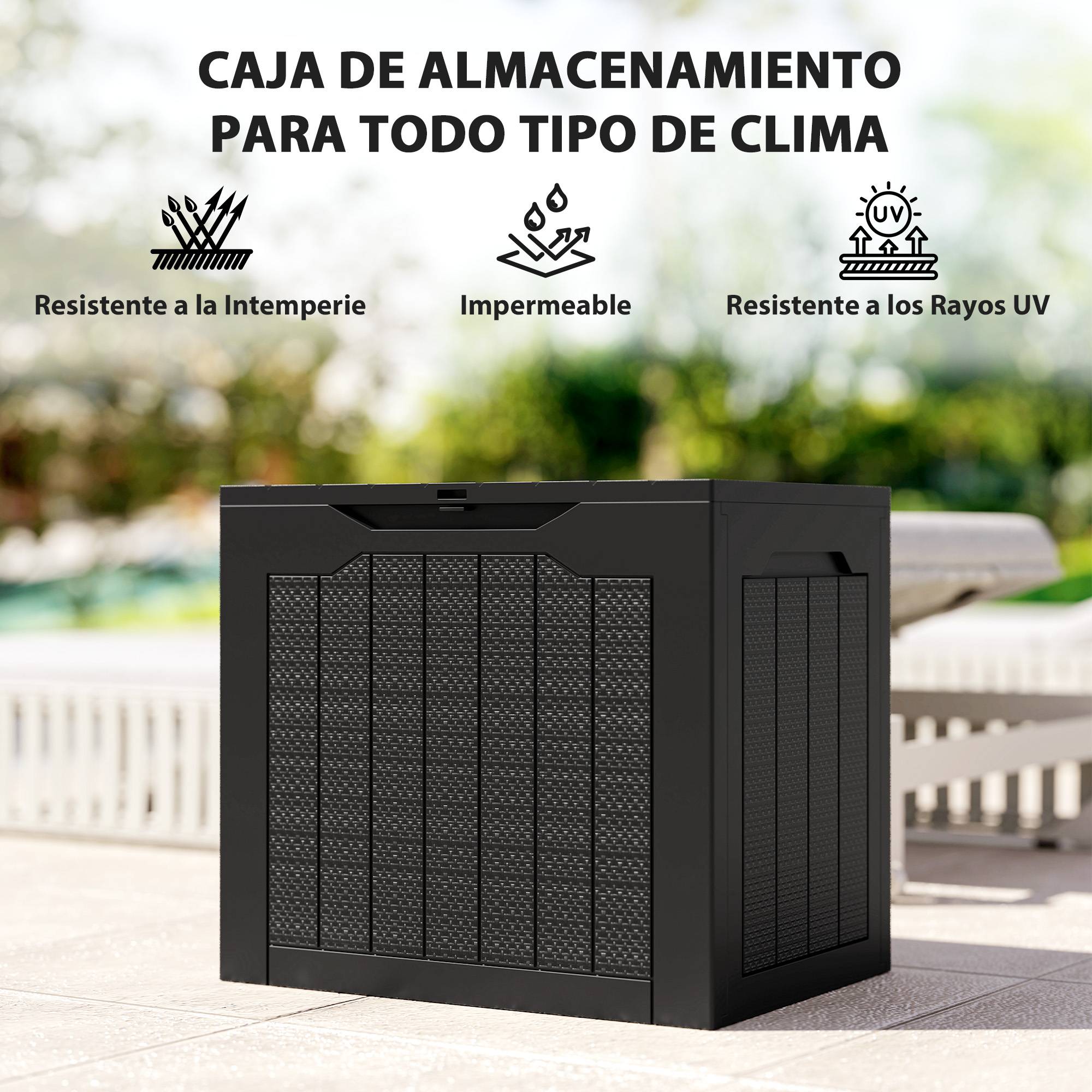 Petit Coffre Rangement Extérieur Résine Imperméable Verrouillable 56x41x50cm Noir - ComfortXL Outdoor Living - Image 9