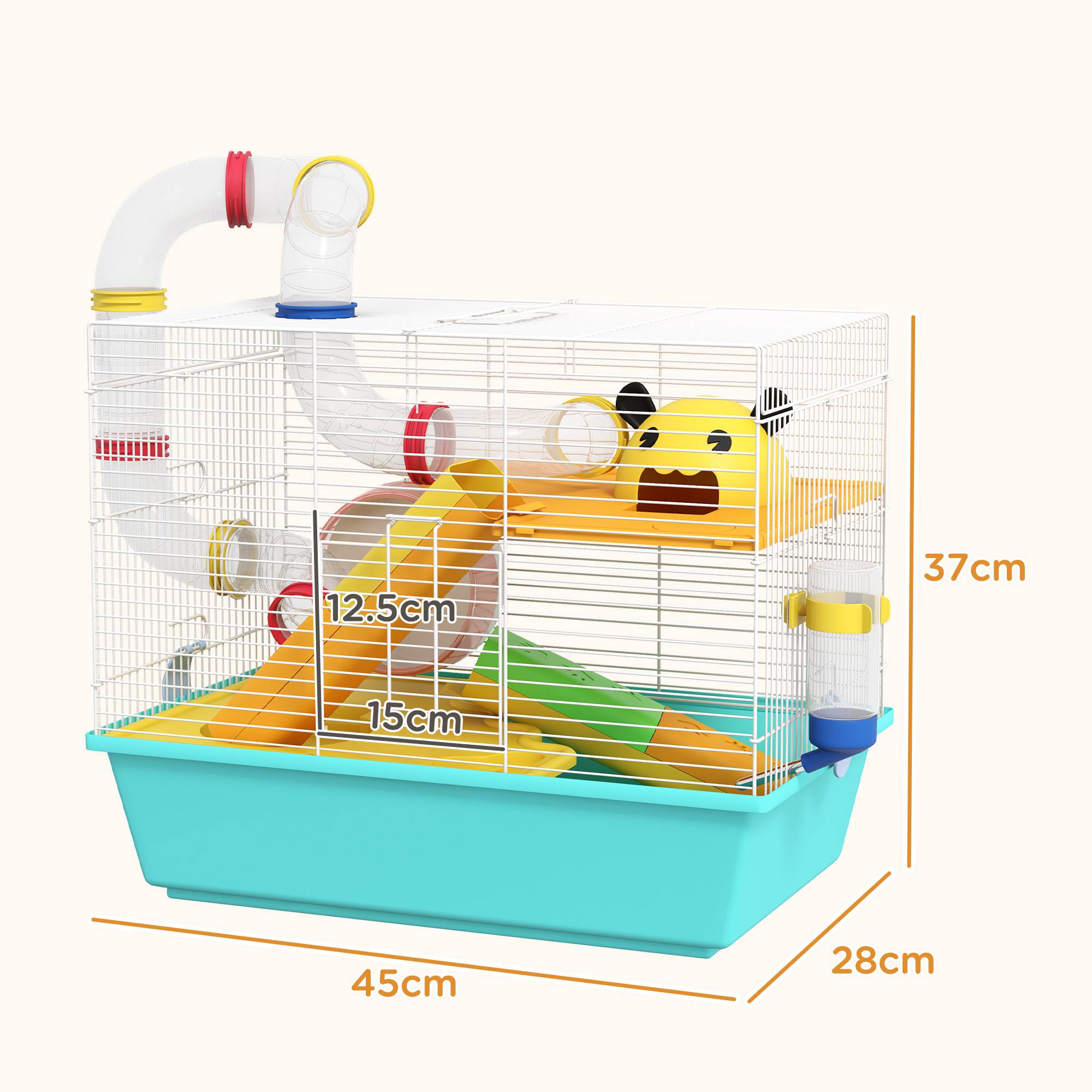 Cage hamster acier espace compact tubes jeu accessoires 45x28x37cm Bleu - ComfortXL Outdoor Living - Image 5