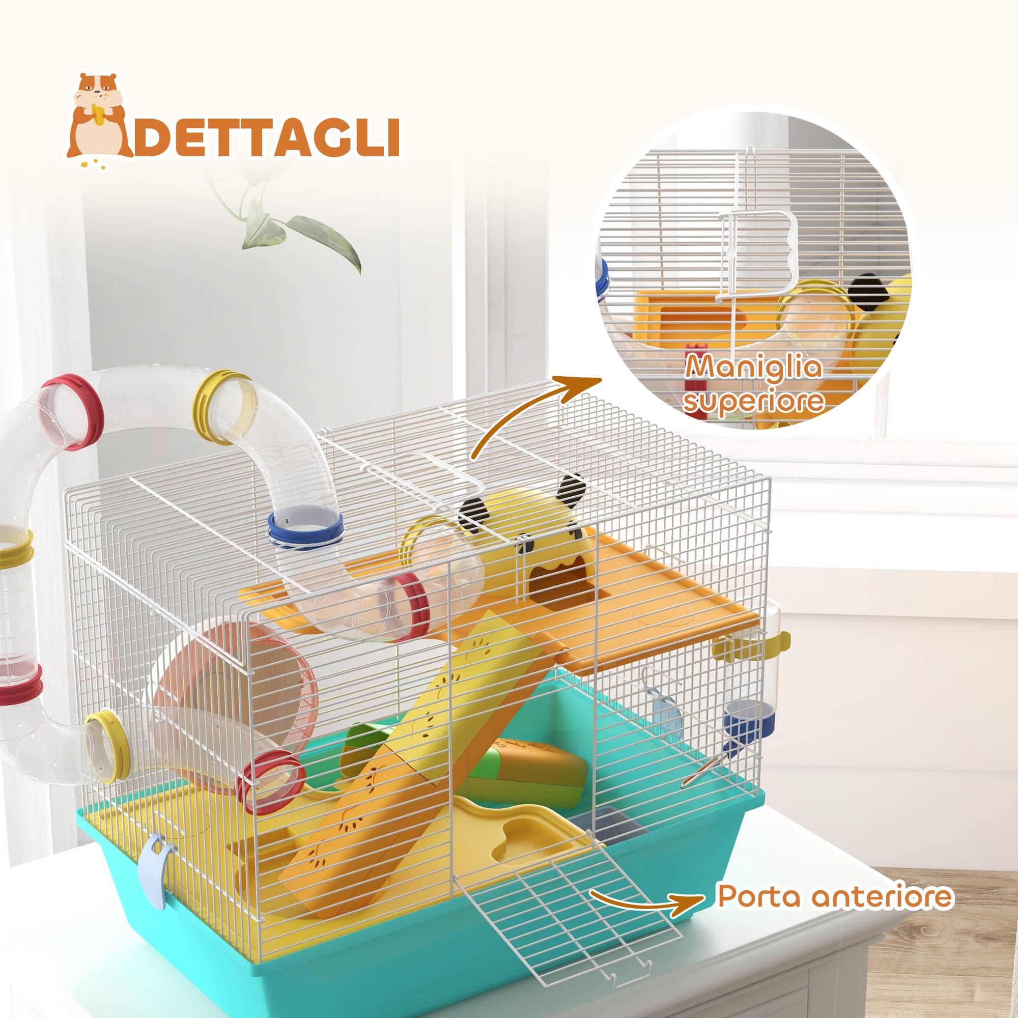 Cage hamster acier espace compact tubes jeu accessoires 45x28x37cm Bleu - ComfortXL Outdoor Living - Image 10