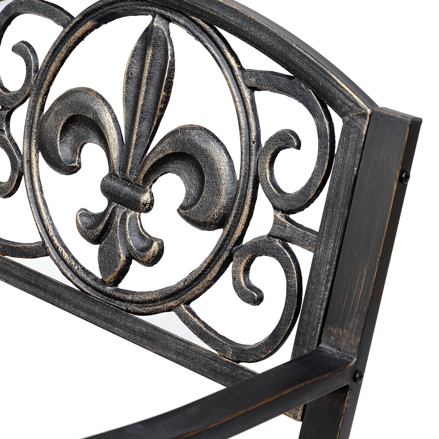 Fauteuil à bascule acier fonte extérieur motifs antiques vintage bronze - ComfortXL Outdoor Living - Image 8