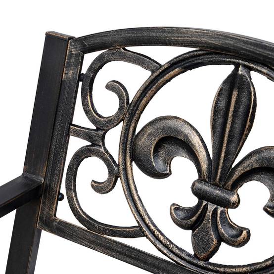 Fauteuil à bascule acier fonte extérieur motifs antiques vintage bronze - ComfortXL Outdoor Living - Image 9