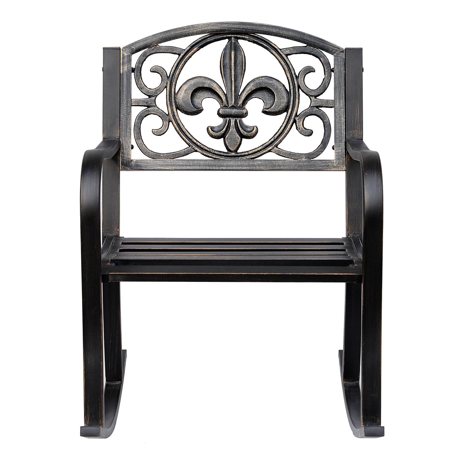 Fauteuil à bascule acier fonte extérieur motifs antiques vintage bronze - ComfortXL Outdoor Living - Image 2