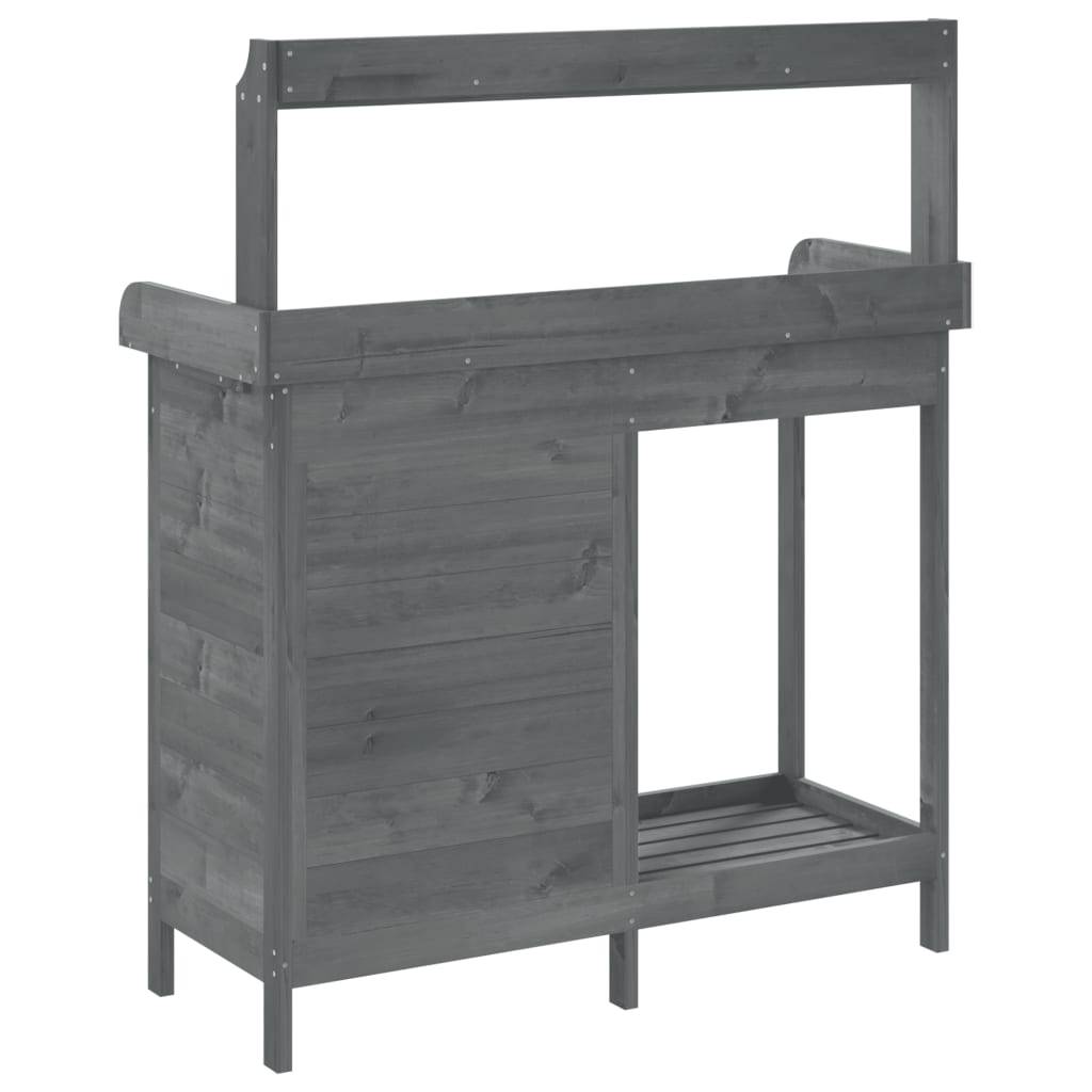 Table de Jardinage Grise en Bois Massif de Sapin avec Armoire Tiroir et Surface Zinc – ComfortXL Outdoor Living - Imagen 9