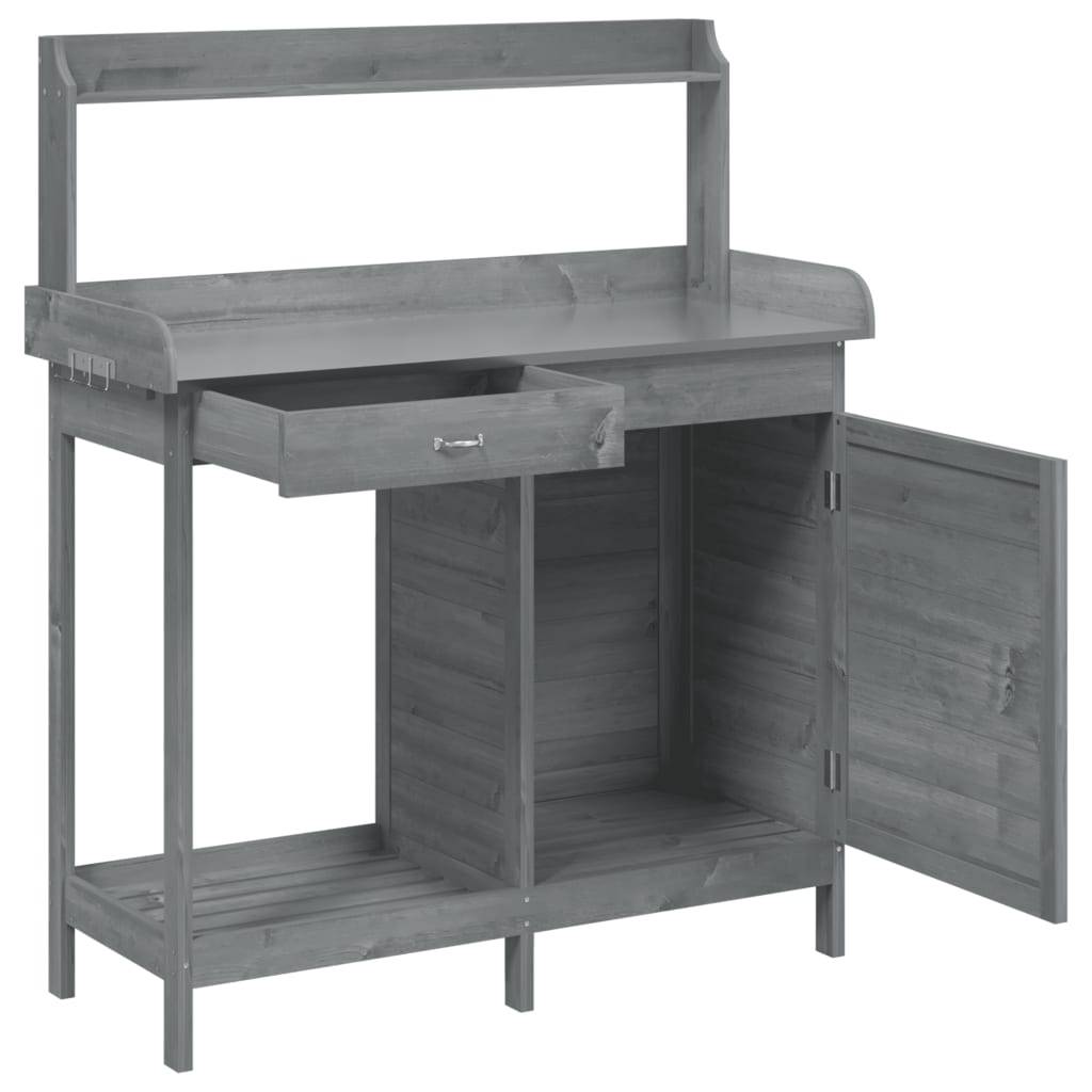 Table de Jardinage Grise en Bois Massif de Sapin avec Armoire Tiroir et Surface Zinc – ComfortXL Outdoor Living - Imagen 6