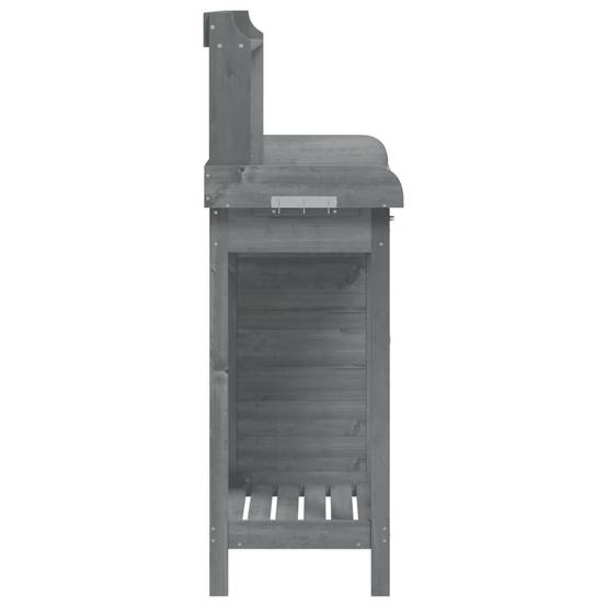 Table de Jardinage Grise en Bois Massif de Sapin avec Armoire Tiroir et Surface Zinc – ComfortXL Outdoor Living - Imagen 8