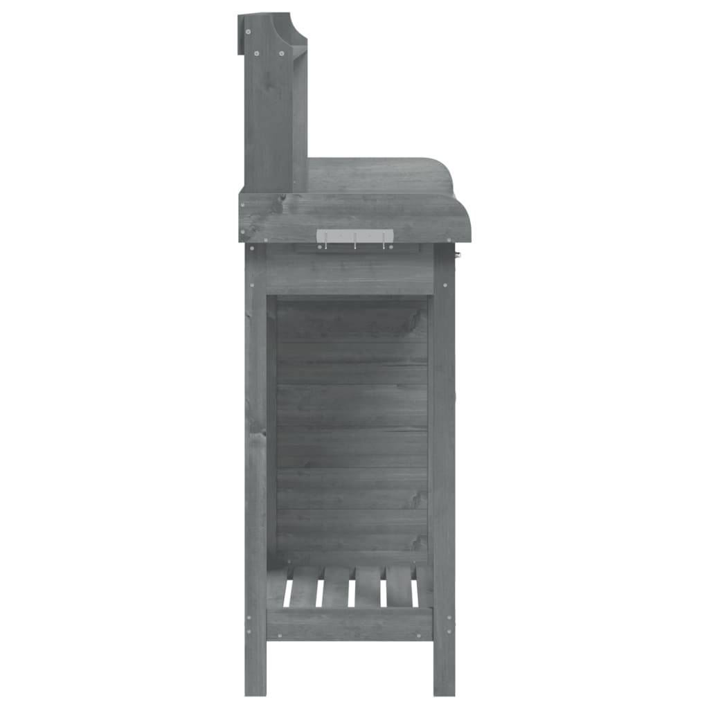 Table de Jardinage Grise en Bois Massif de Sapin avec Armoire Tiroir et Surface Zinc – ComfortXL Outdoor Living - Imagen 8