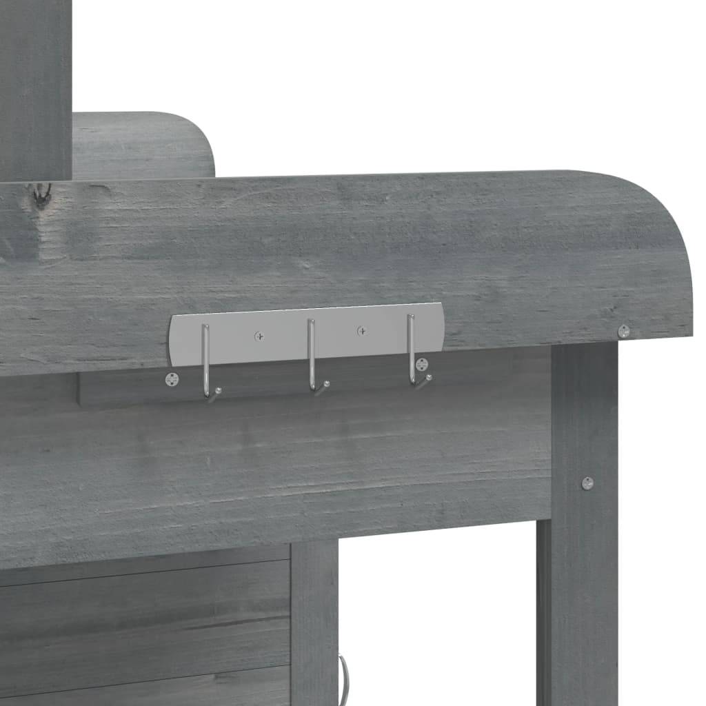 Table de Jardinage Grise en Bois Massif de Sapin avec Armoire Tiroir et Surface Zinc – ComfortXL Outdoor Living - Imagen 10