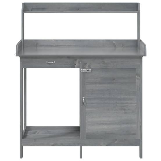 Table de Jardinage Grise en Bois Massif de Sapin avec Armoire Tiroir et Surface Zinc – ComfortXL Outdoor Living - Imagen 7