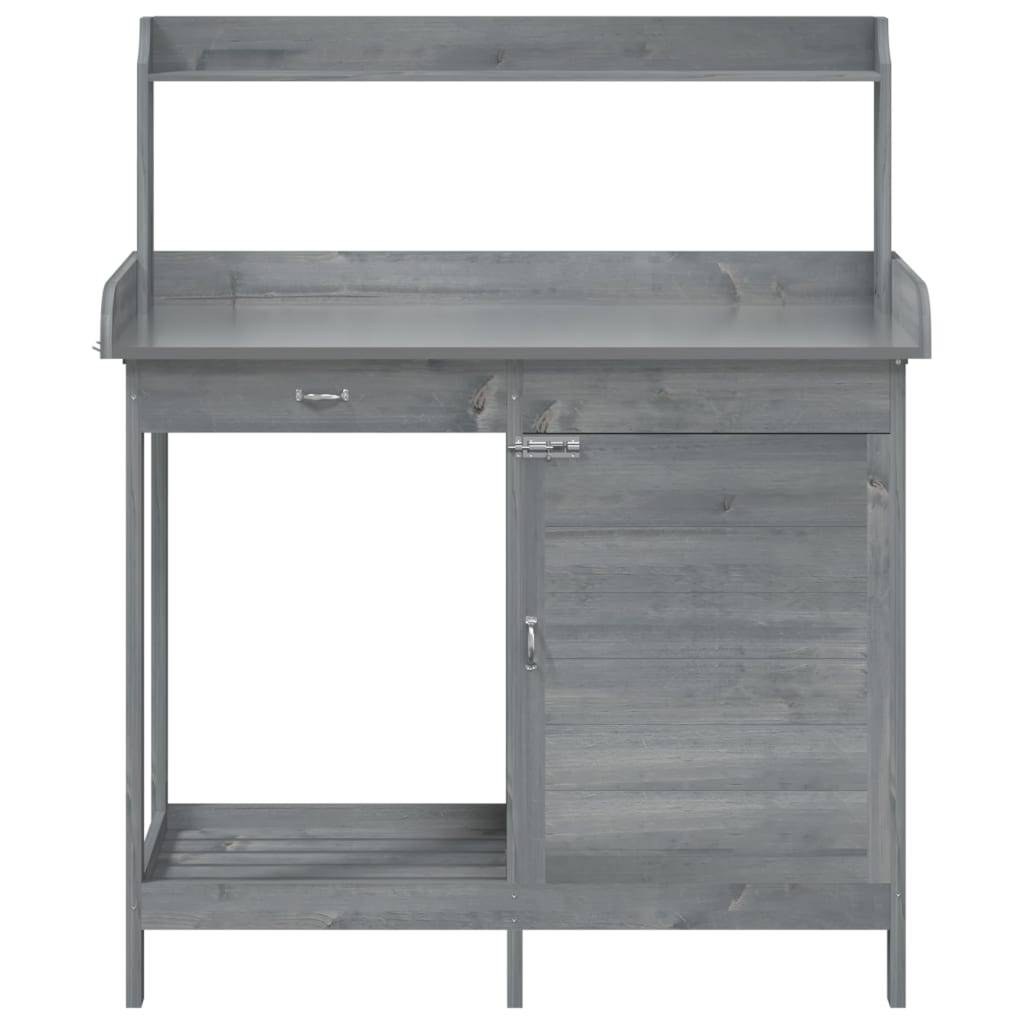 Table de Jardinage Grise en Bois Massif de Sapin avec Armoire Tiroir et Surface Zinc – ComfortXL Outdoor Living - Imagen 7