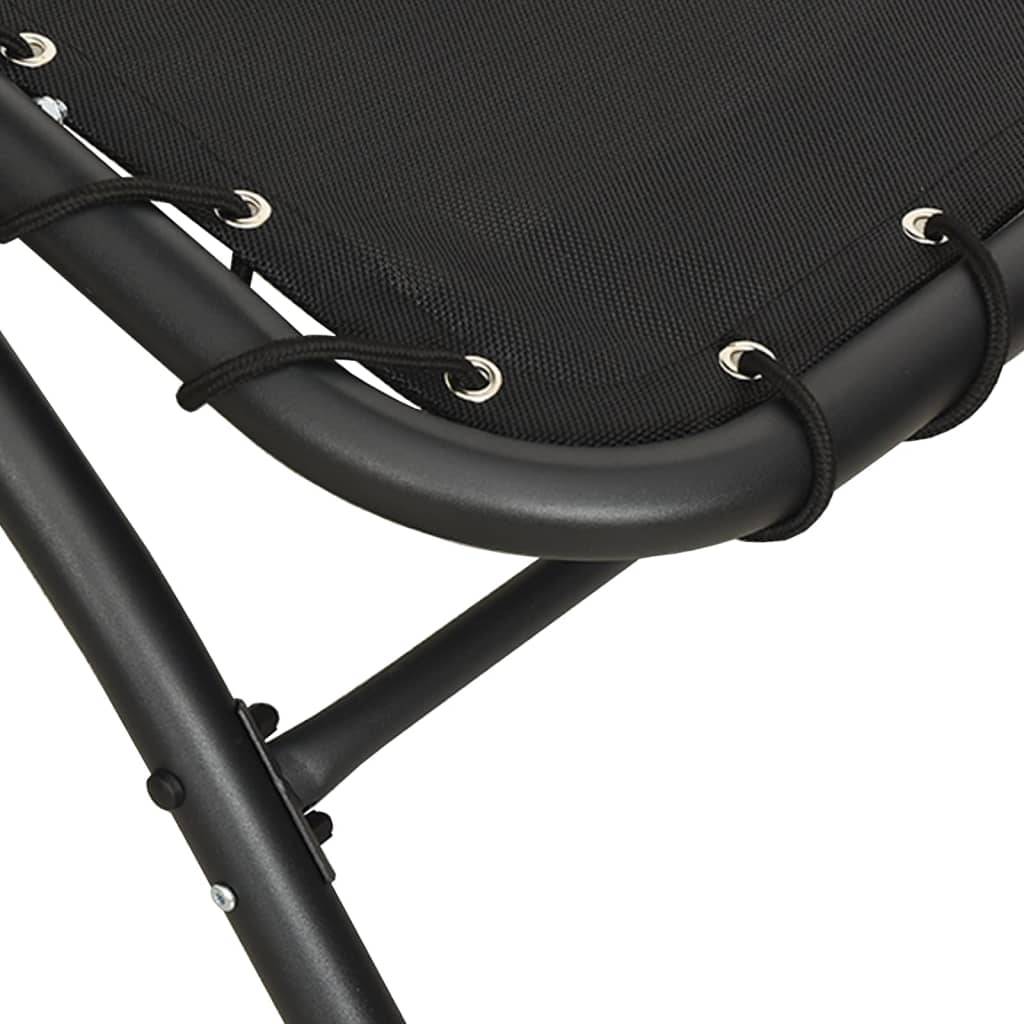 Helloshop26 - Transat chaise longue bain de soleil lit de jardin terrasse meuble d'extérieur avec auvent 167 x 80 x 195 cm tissu et acier noir - Imagen 4