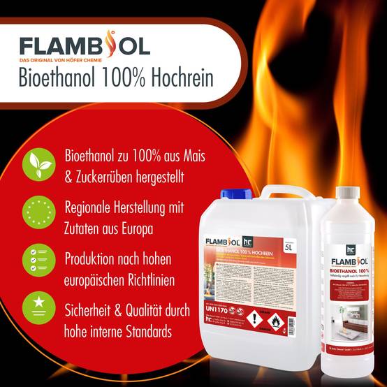 Bioéthanol à 100 % dénaturé FLAMBIOL® en bidon de 20 L x 24 - Image 4