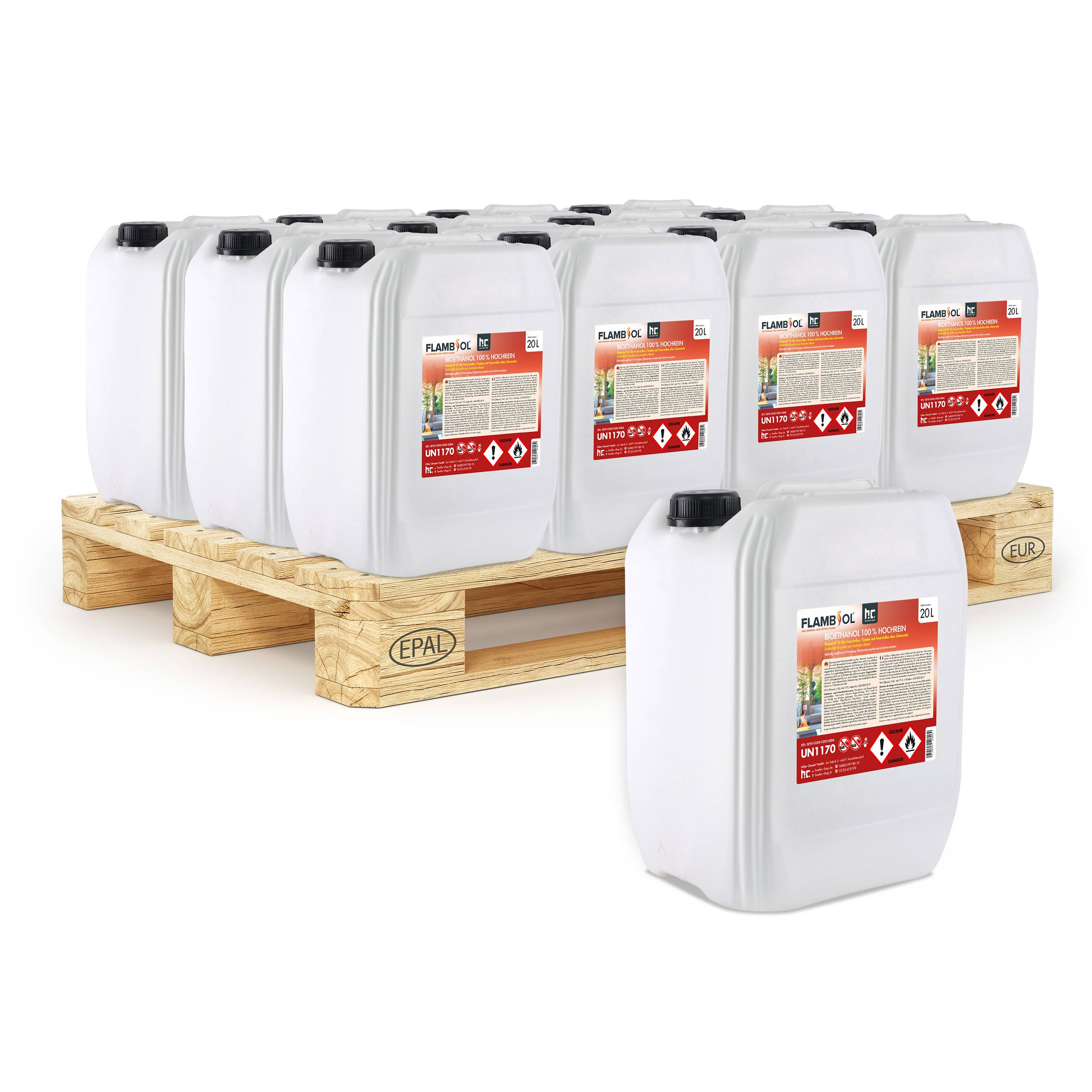 Bioéthanol à 100 % dénaturé FLAMBIOL® en bidon de 20 L x 24 - Image 1