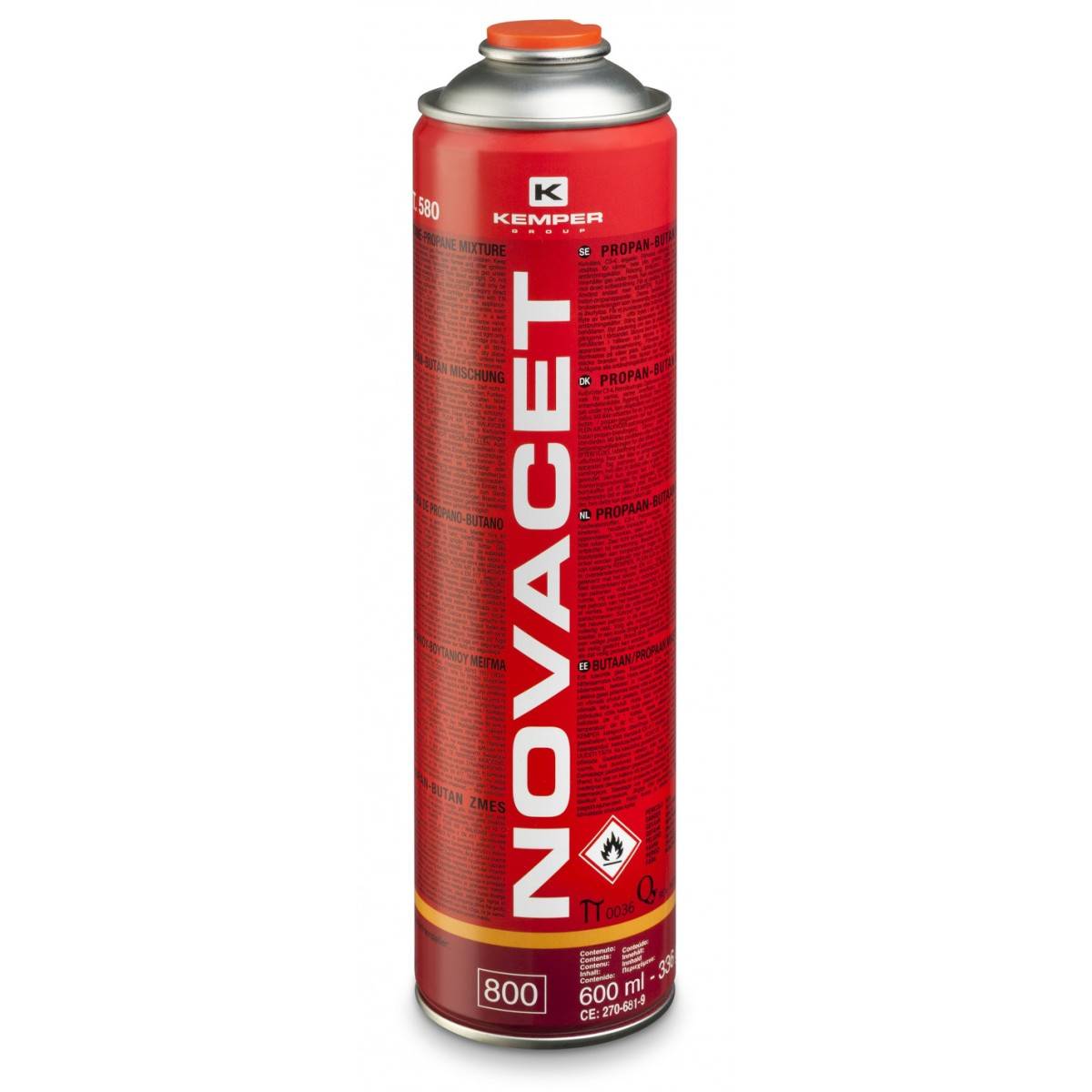Pack de 6 Cartouches de gaz 330gr NOVACET Butane propane mix 600ml Valve 7/16 KEMPER - Imagen 3