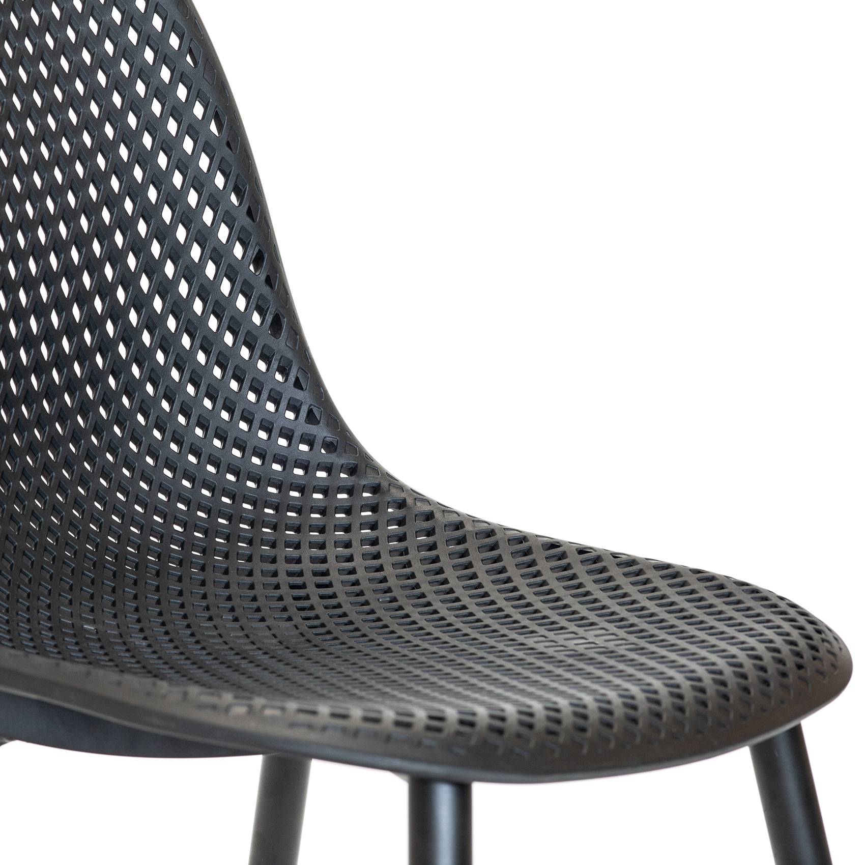 Lot de 2 chaises exterieur en résine tressée - JARDILINE - Aluminium/Résine - Noir - Imagen 3