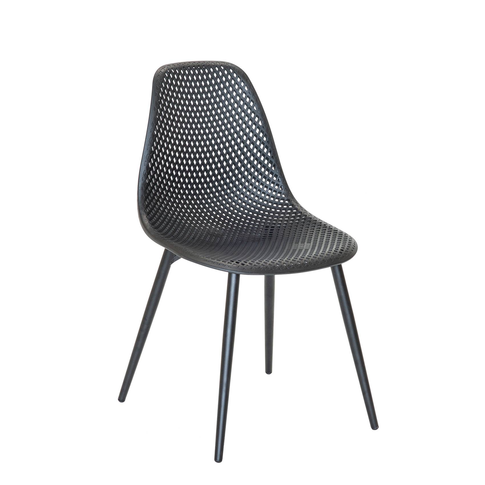 Lot de 2 chaises exterieur en résine tressée - JARDILINE - Aluminium/Résine - Noir - Imagen 2