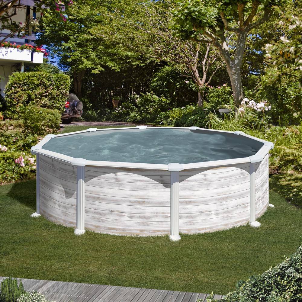 Gre Pools - Piscine ronde acier Ø3,70m x H: 1,32m - Imitation bois Nordique Gre Pools - Image 2